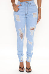 A Little Bit Of Love Ripped Skinny Jeans - Light Blue Wash Ins Street